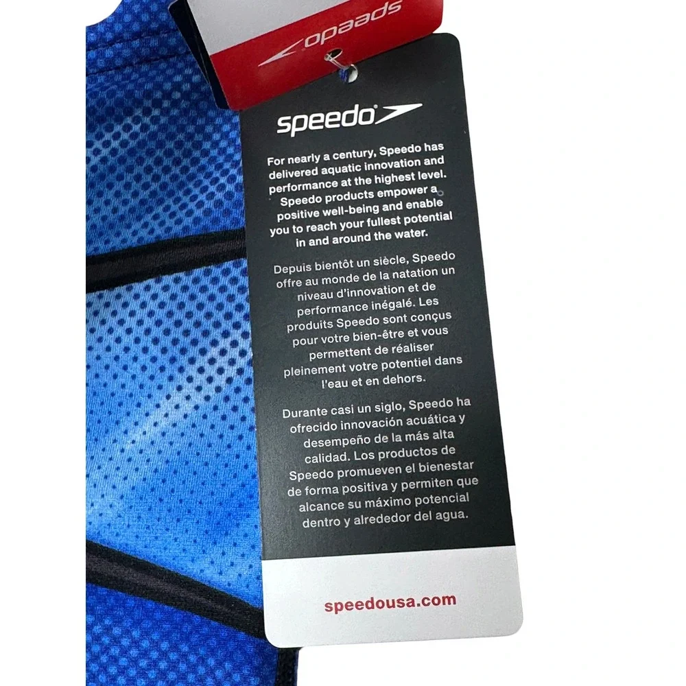 NEW Speedo Swim Jammers 32 Speedo Blue Endurance+ Training Trunks Shell Shock